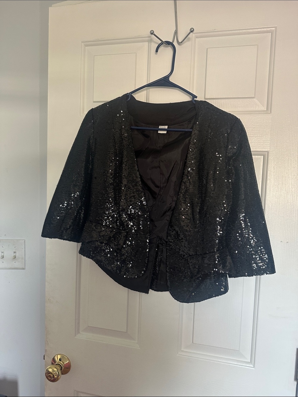 twik Black Sequin Cropped Blazer